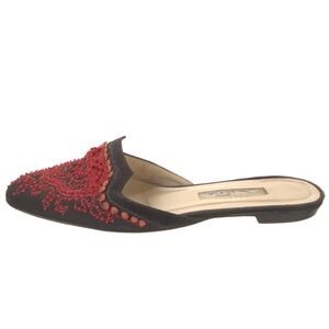 Oscar De La Renta Satin Embroidered Women's Mules